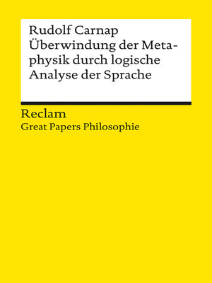 cover image of Überwindung der Metaphysik durch logische Analyse der Sprache